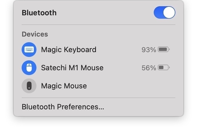 macOS Bluetooth menu
